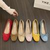 French Inner Heightening Suede Ballet Single Shoes Women's Shoes 2025 New Spring and Autumn Bow Red Evening Shoes