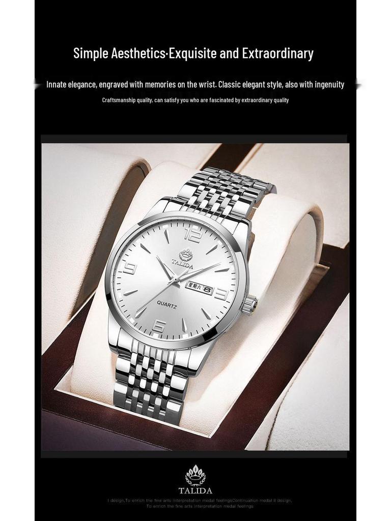 Tianlida Trendy Bestseller Men's Waterproof Quartz Stainless Steel Wristwatch with Date & Week Display