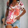 New Summer Women Fashion T-shirt Skull Printing V-Neck Tops Tees Female Vintage Short Sleeve Clothing Ladies Daily Casual Outfit