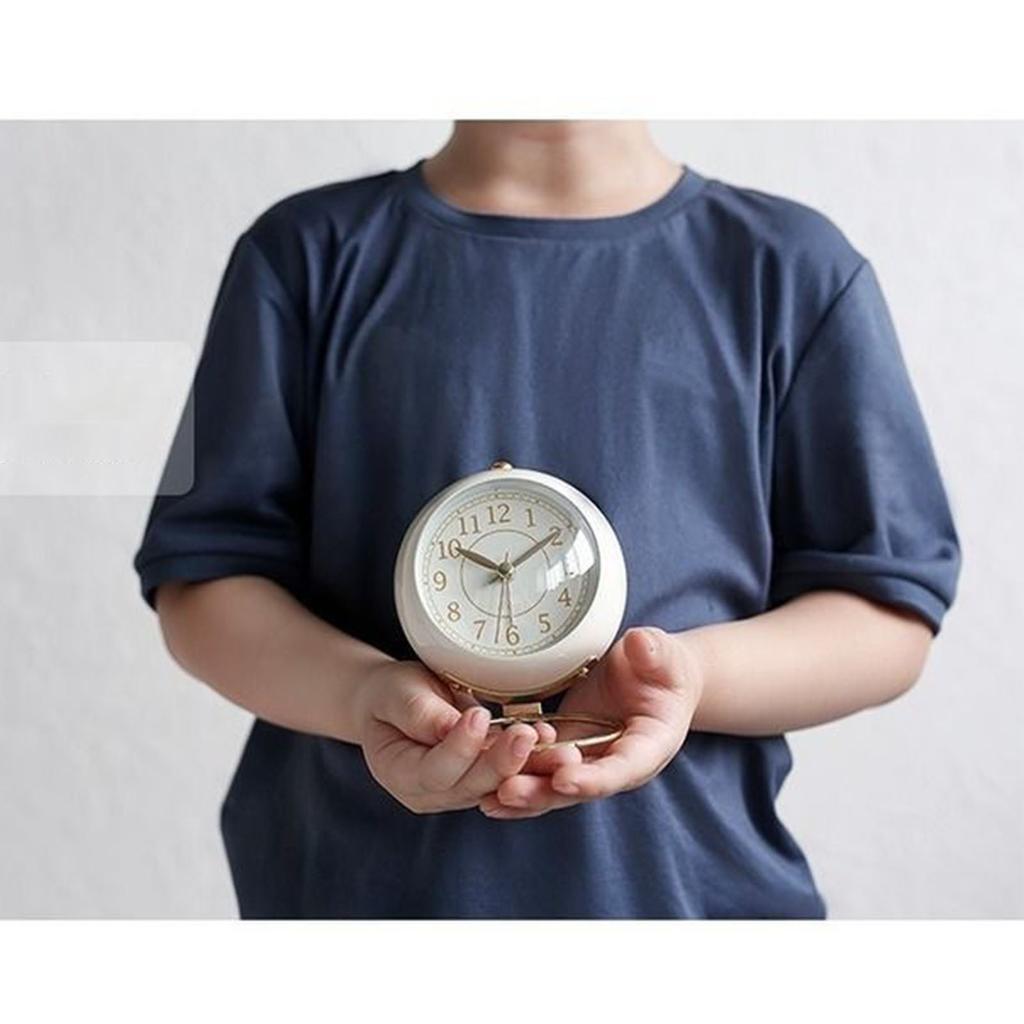 Простой металлический будильник на батарейках, бесшумный будильник, настольные маленькие часы для студенческого общежития