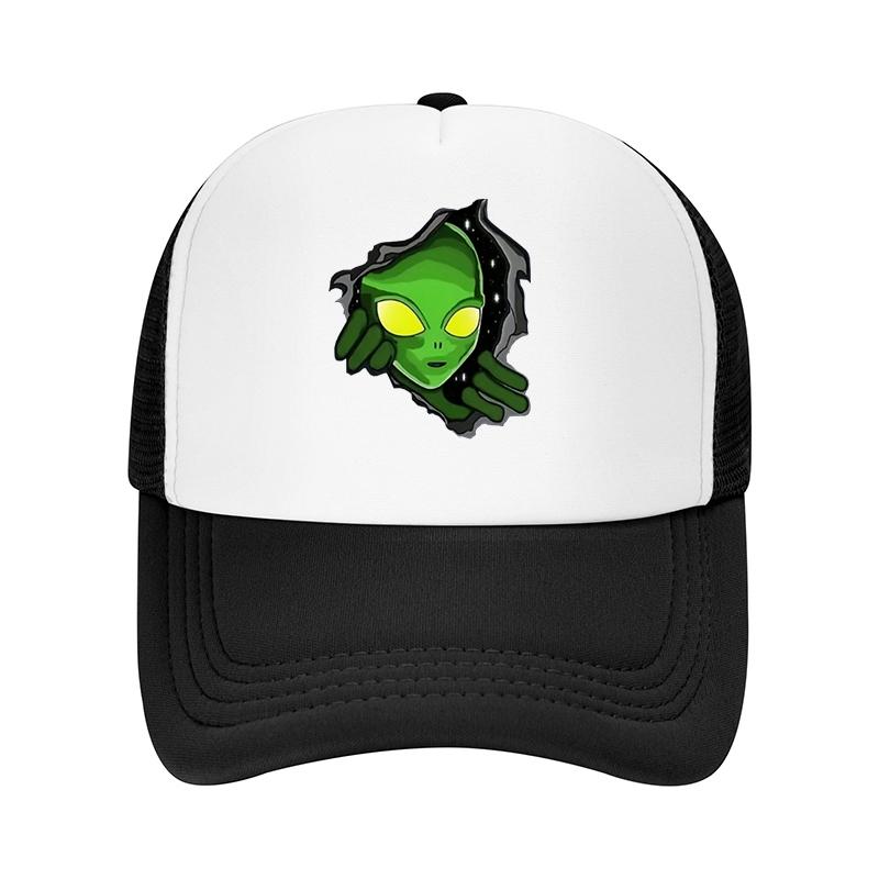 pc ATHACER Alien Theme Baseball Cap Retro washed black suitable for outdoor fashion Unisex and Women Halloween headwear