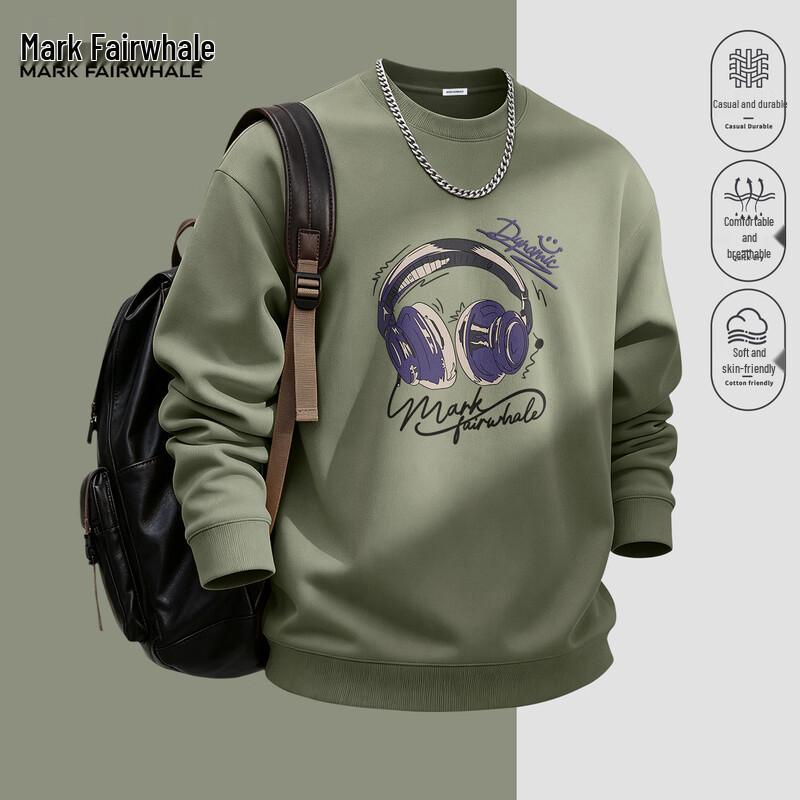 Mark Fairwhale Men's American Trend Heavyweight Round Neck Sweatshirt