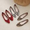Fashion Women's Shoes Fashion Breathable Leopard Ballet Flats Knit Fabric Pointed Toe Slip On Loafers Women Casual Boat Shoes