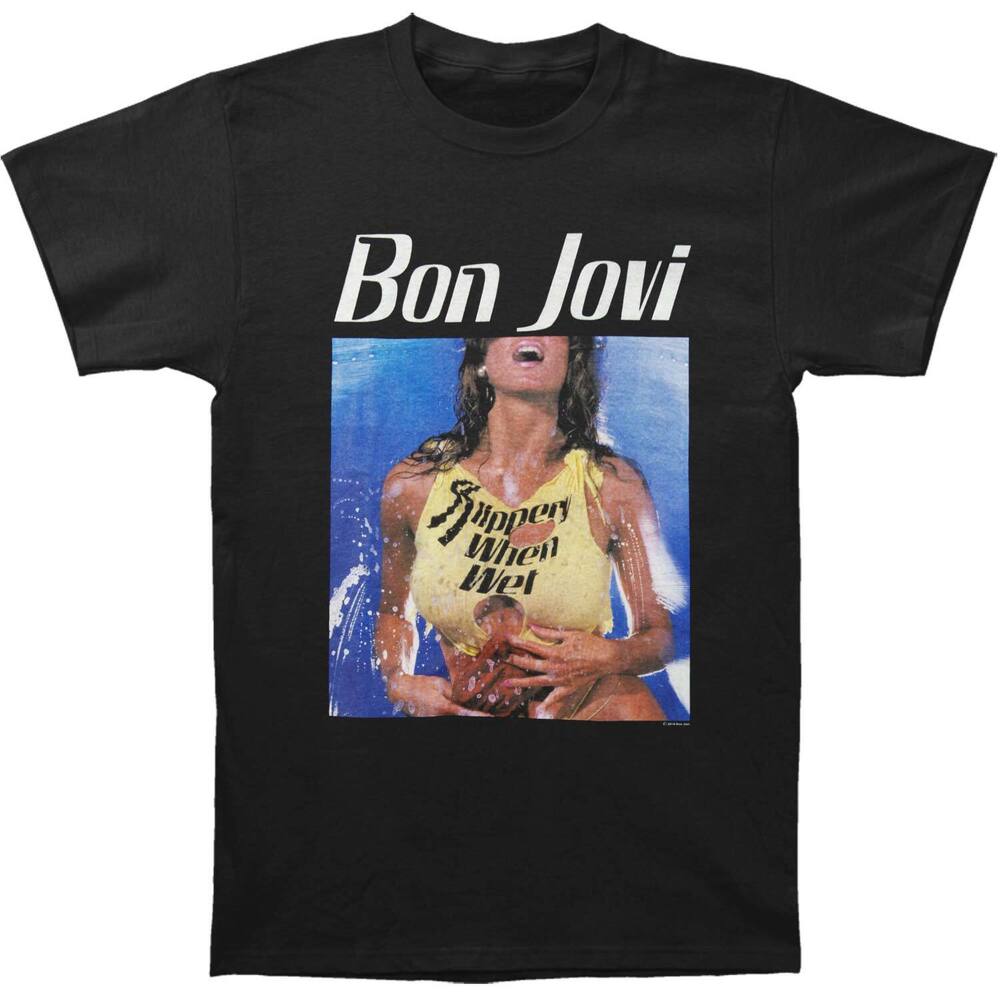 Bon Jovi Черная футболка унисекс Bon Slippery