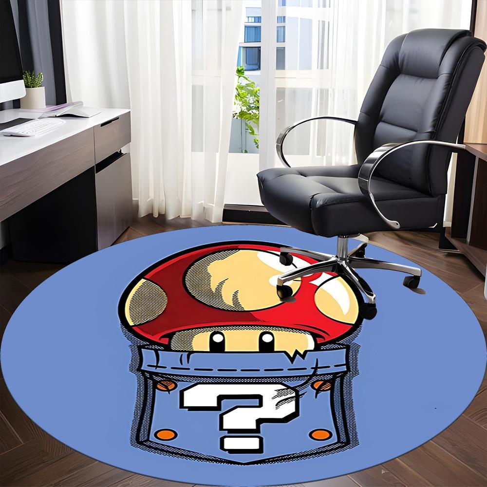 1pc Mario Mushroom Pocket Office Round Area Rug, Under Office Chairs Bedroom Living Room Home Decor a1022247