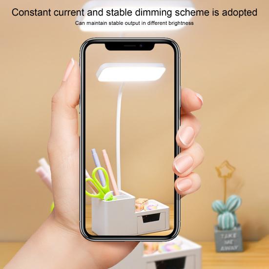 Foldable Table Lamp Flicker Free Illumination Energy-Saving Practical 2-in-1 Eye-caring Reading with Pen Holder Home Supplies
