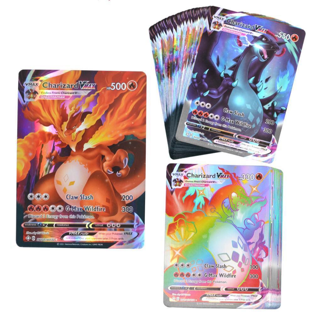 100Pcs Pokemon Cards VSTAR GX EX VMAX MEGA TAG TEAM Energy Trainer Charizard Pikachu Rare Cards I13