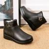 Ботинки для мамы из хлопка среднего возраста, кожаные зимние теплые нескользящие короткие ботинки для бабушки среднего и пожилого возраста, бархатные хлопковые туфли для пожилых людей