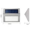 Led Solar Stainless Steel Wall Lamps Auto Light Sensor 3leds Wireless Lights Waterproof Cold Warm White Charge Step Fence Modern