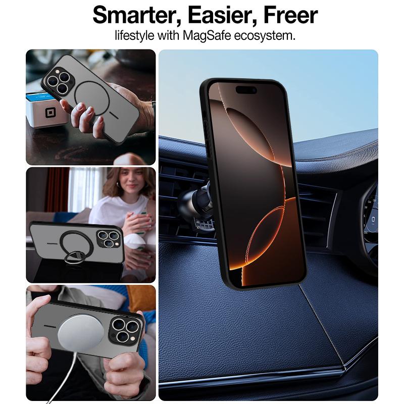 Магнитный чехол для телефона MagSafe Wireless Charge для iPhone 16E 15 Pro Max 14 Pro 13 Soft Edge Slim Shockproof Clear Matte Hard PC Bumper Cover