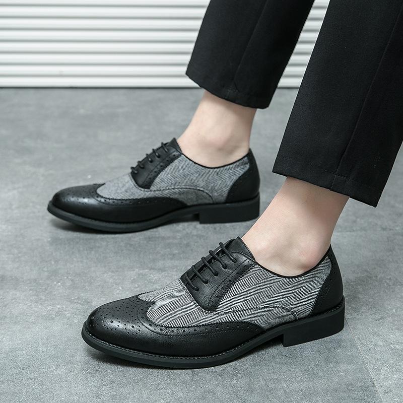 Модное платье с вставками для внешней торговли, кожаная обувь большого размера, деловая офисная профессиональная мужская обувь, туфли броги оксфорды мужские