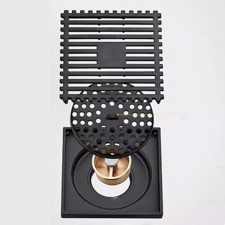 Modern Stainless Steel Square Floor Drain with Anti-Blocking Strainer and Polished Surface for Bathroom and Kitchen