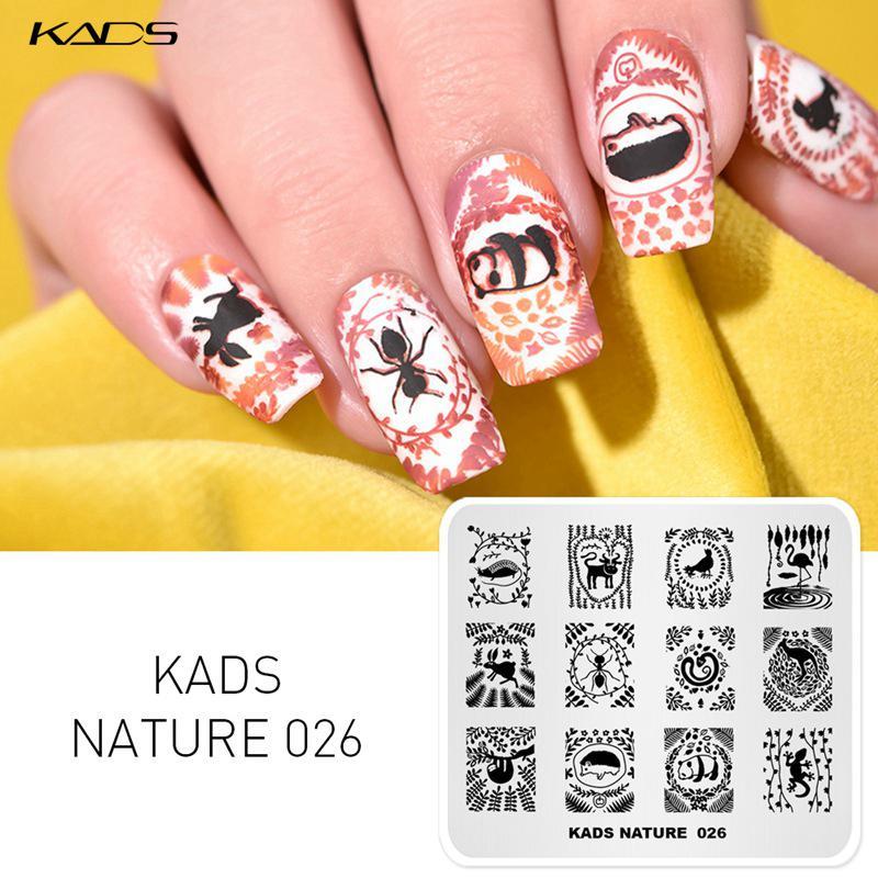 kads 7*8 см форма для ногтей с рисунком животного, трафарет для дизайна ногтей, штамповочная пластина из нержавеющей стали, инструмент для маникюра, шаблон для маникюра