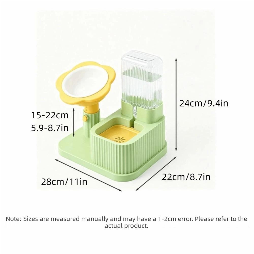 2-in-1 Pet Bowl Adjustable Height Automatic Water Dispenser Cat Water Food Bowl Cat Feeding