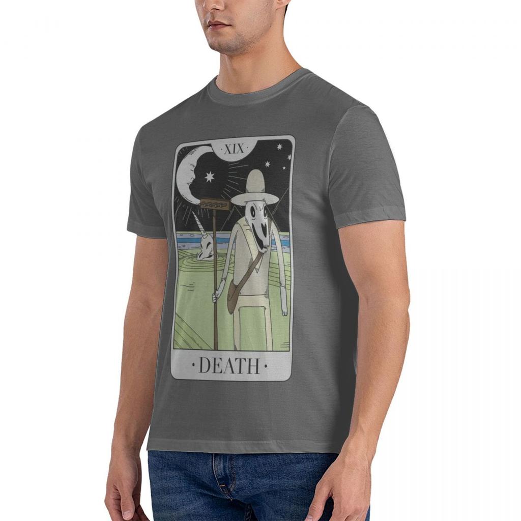 Tarot Card Death T Shirt Adventure Cartoon Time Novelty Pure Cotton Tee Shirt Crewneck Short Sleeve TShirt Gift Idea Clothes