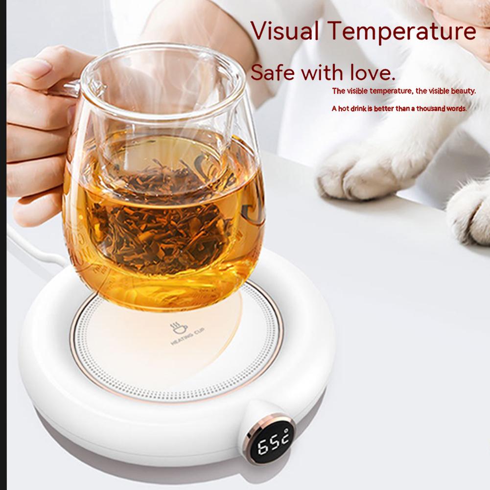 10W Mini Portable USB Electric Coffee Warmer With 3 Temperature Settings Digital Display For Heating Coffee Beverage Milk Tea Hot Chocolate