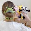 1pc Cartoon Plush Hair Ring for Children; Rabbit Hair Tie; Pig Intestine ; Cute Female Rubber Band; Headband for Buns
