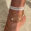 Accessories, Temperament Love Imitation Pearl Feet, Beach Ocean Wind Starfish Pendant Multi-layer Anklet Women