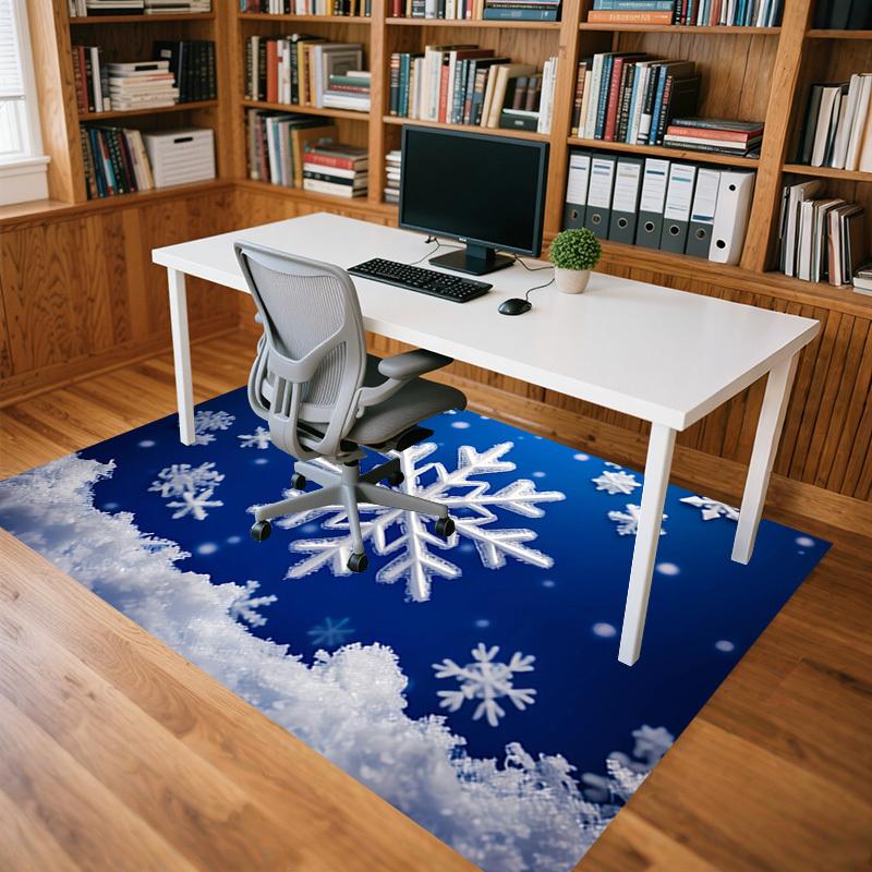 snowflake winter Crystal Velvet Office chair mat Area Rug - Non-Slip, Floor Mat, Office Desk Chair Rugs,Christmas Gift-1106105