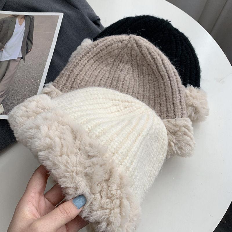 Модная зимняя шапка для женщин, вязаная шерстяная ведро, теплые шапки, купольная панама, черно-белая винтажная шляпа-ведро в рыбацком стиле