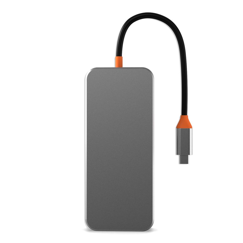 Custom Logo Transparent 10 in 1 USB C Hub Dongle Support 4K HDTV VGA Type C PD USB3.0 RJ45 Ethernet SD TF Card Reader 3.5mm AUX