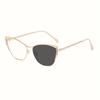 1Pcs 1 New Personalized Metal Cat Eye Frame For Men And Women Fashionable Trendy Glasses Light Pigment Lens