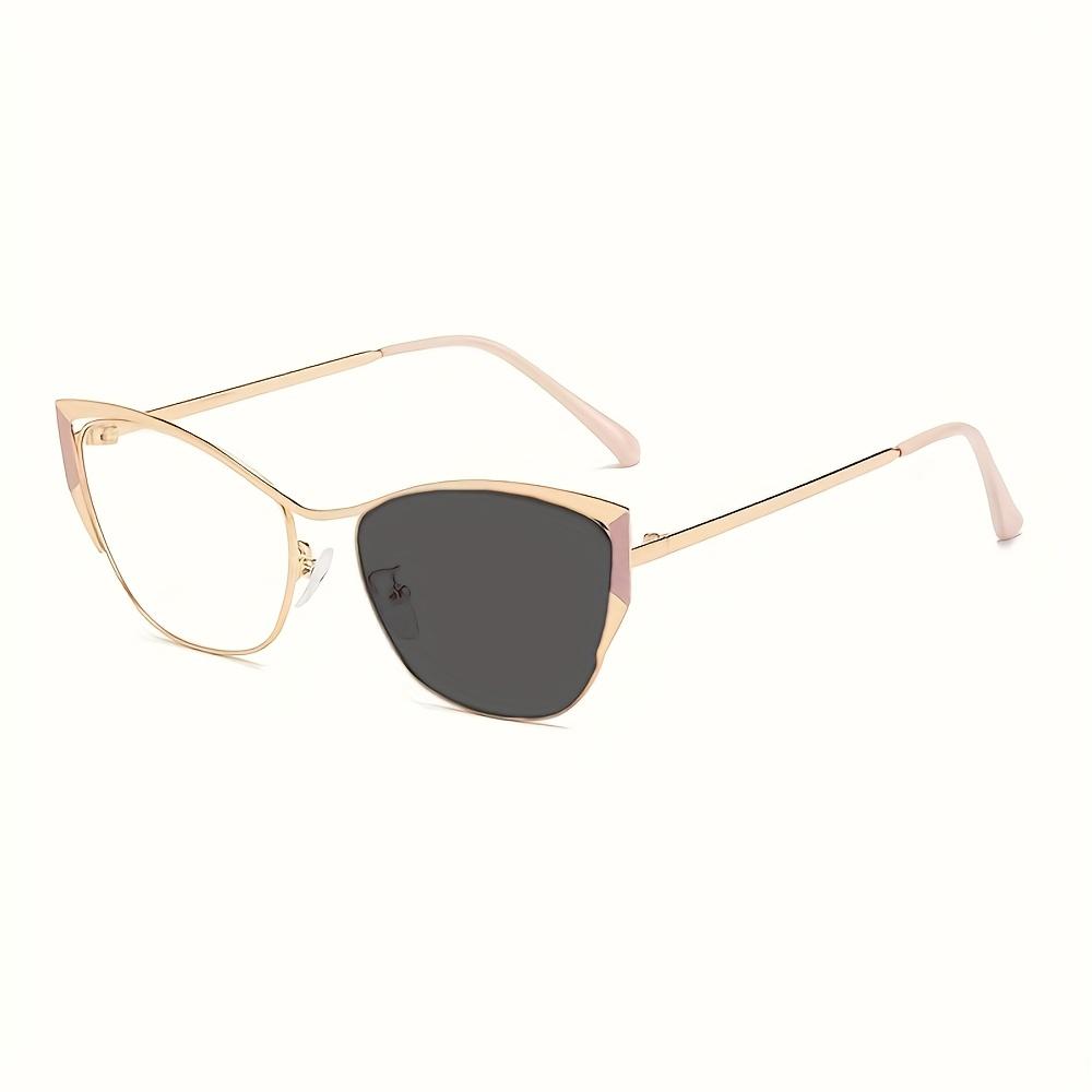 1Pcs 1 New Personalized Metal Cat Eye Frame For Men And Women Fashionable Trendy Glasses Light Pigment Lens