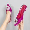 Summer Bride Shoes 2022 Brand Women Pumps Crystal Slingback High Heels Comfortable Triangle Heeled Party Wedding Shoes