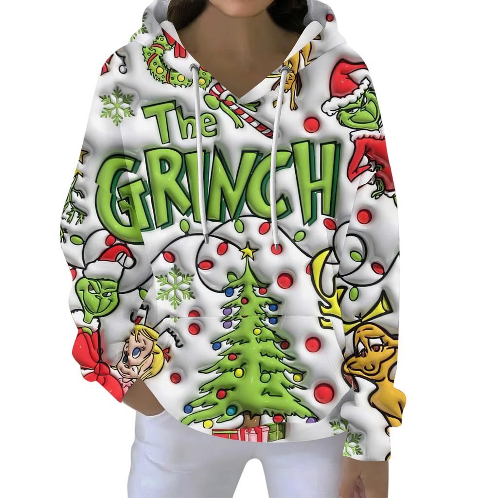 Christmas Hoodies For Women Funny Cute Printed Holiday Sweatshirt Winter Oversized Pullover Tops