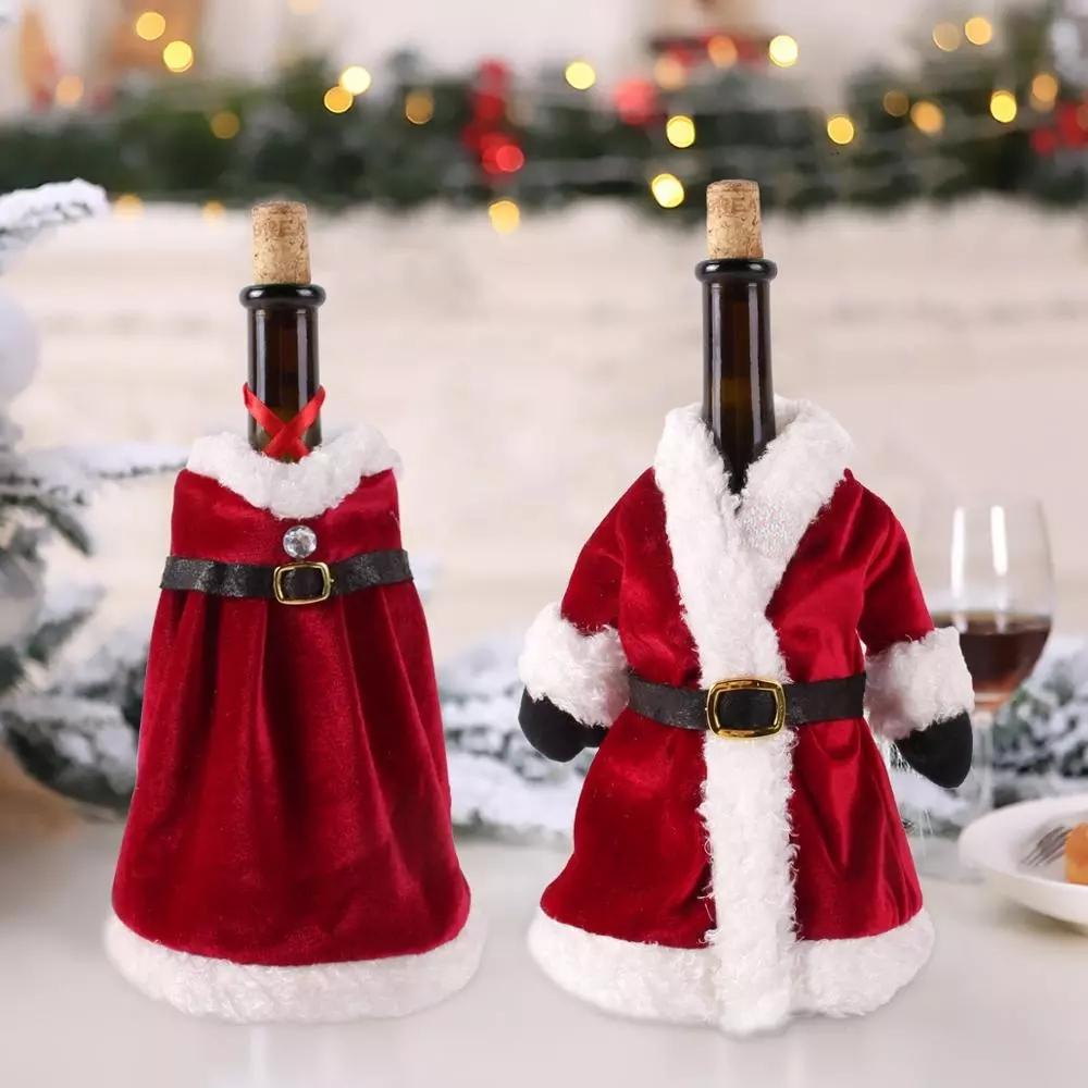 New Year Wine Bottle Cover Merry Christmas Decor For Home Christmas Table Decor Gift