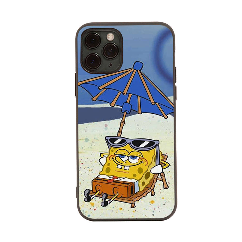 Чехол для OPPO Reno 8 6 5 Pro Find X3 A17 A3 A31 A38 A40 A53 A54 A55 A74 A76 A78 A77 A80 A94 A95 A96 Lite Черный Мягкий Чехол SI40 Милый Спанч Боб
