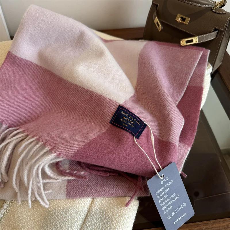 Winter Women Scarf Luxury British Pashmina Classic Plaid Soft Female Male Imitation Cashmere Thermal Muffler Men Shawl