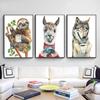 Morning Coffee Drinking Smile Animals Alpaca Cat Bear Wolf Tiger Red Fox Coffee Cup Watercolor Painting Funny Canvas Posters Art Pictures Home Decor