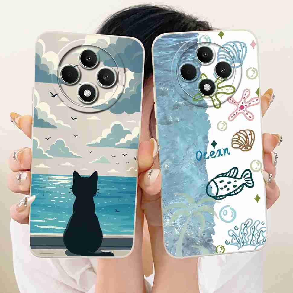 Чехол для OPPO Reno 12F 5G Прозрачный Милый Кот OPPO Reno12 F Reno12F Reno 12 F 5G CPH2637 Ударопрочный Мягкий Чехол для Телефона Полная Защита