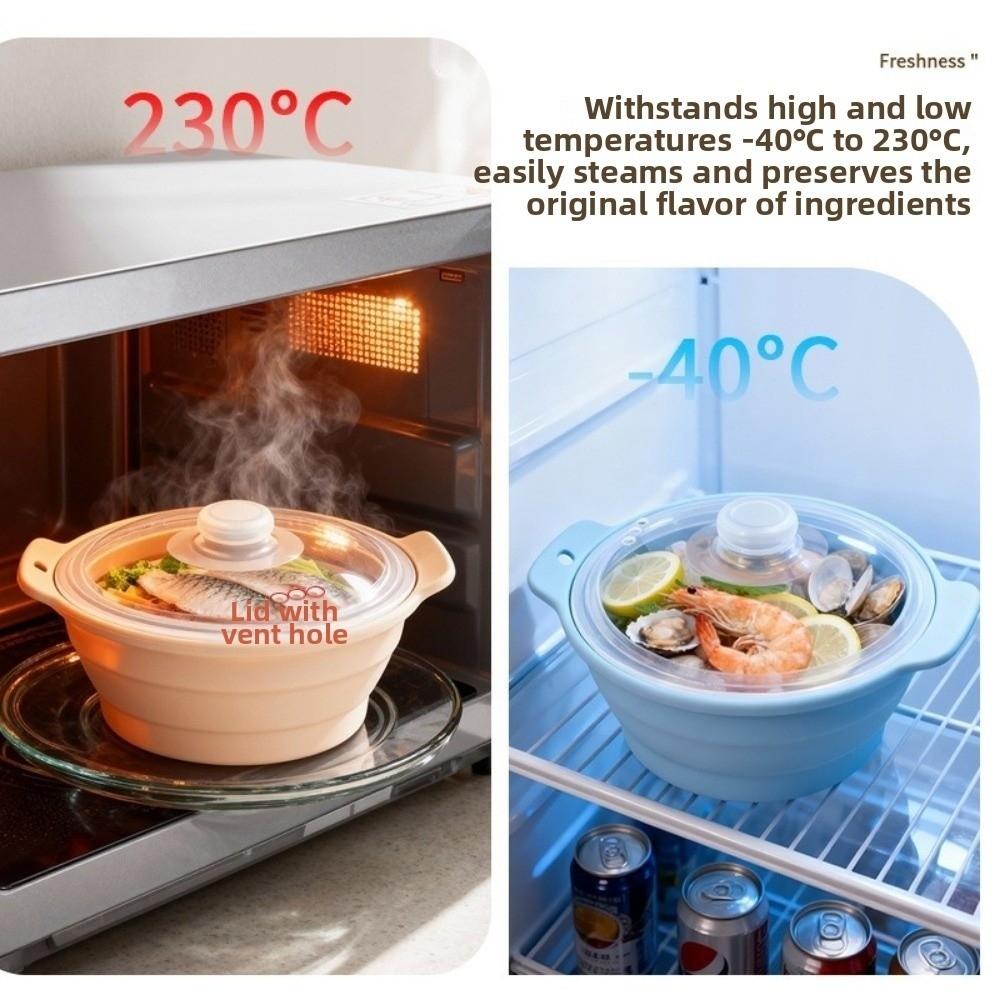 Foldable Silicone Steamer Food Grade Silicone Microwave Steamer Bowl  Camping