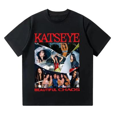 Футболка корейской K-pop группы KATSEYE, унисекс, для мужчин и женщин, винтажная, свободного кроя, из хлопка, в стиле стритвеар, с коротким рукавом.
