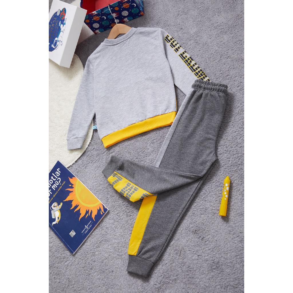 Спортивный костюм для мальчиков с текстовым принтом Kangaroo Pocket Orange Team 14987-1