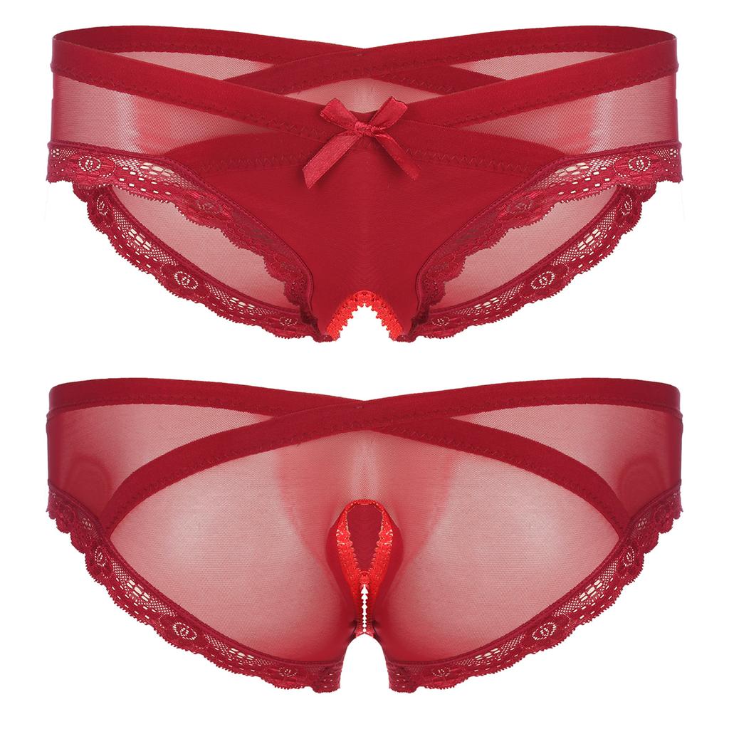 Мужские прозрачные сетчатые трусы без вырезов с низкой посадкой, трусы с кружевной отделкой, нижнее белье для трансвеститов Sissy