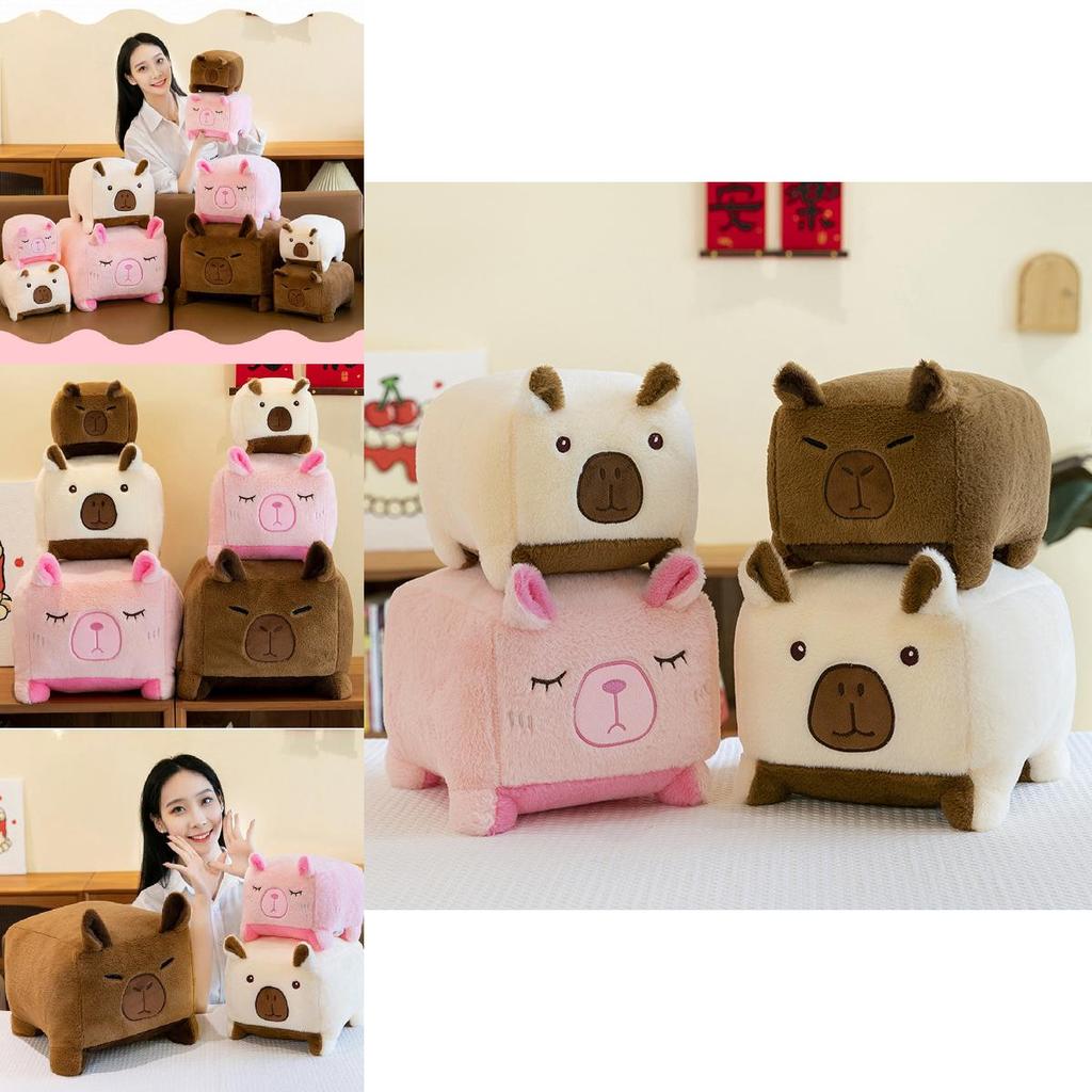 Мягкая Очаровательная Плюшевая Игрушка Капибара Коричневая Розовая Бежевая Идеально Подходит Для Обнимания