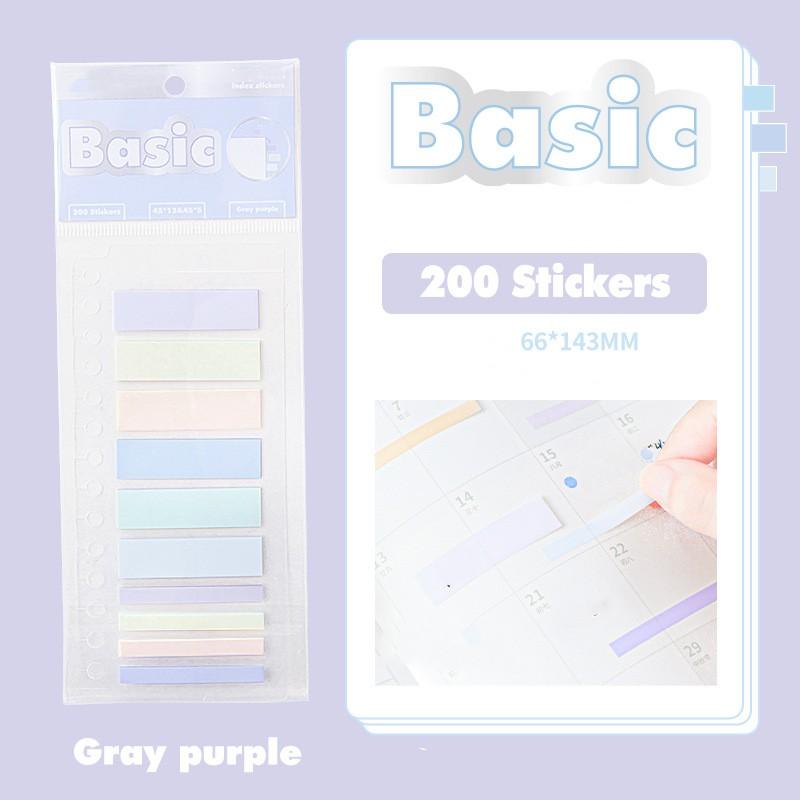 200 листов, милые липкие заметки, градиентная сплошная цветная серия, липкие заметки, прозрачный видимый маркер, бумага для чтения, студенческие принадлежности