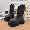Platform Snow Ankle Boots for Women Chunky Leather Shoes Woman  Trend Winter New Sneakers Goth Motorcycle Botas De Mujer