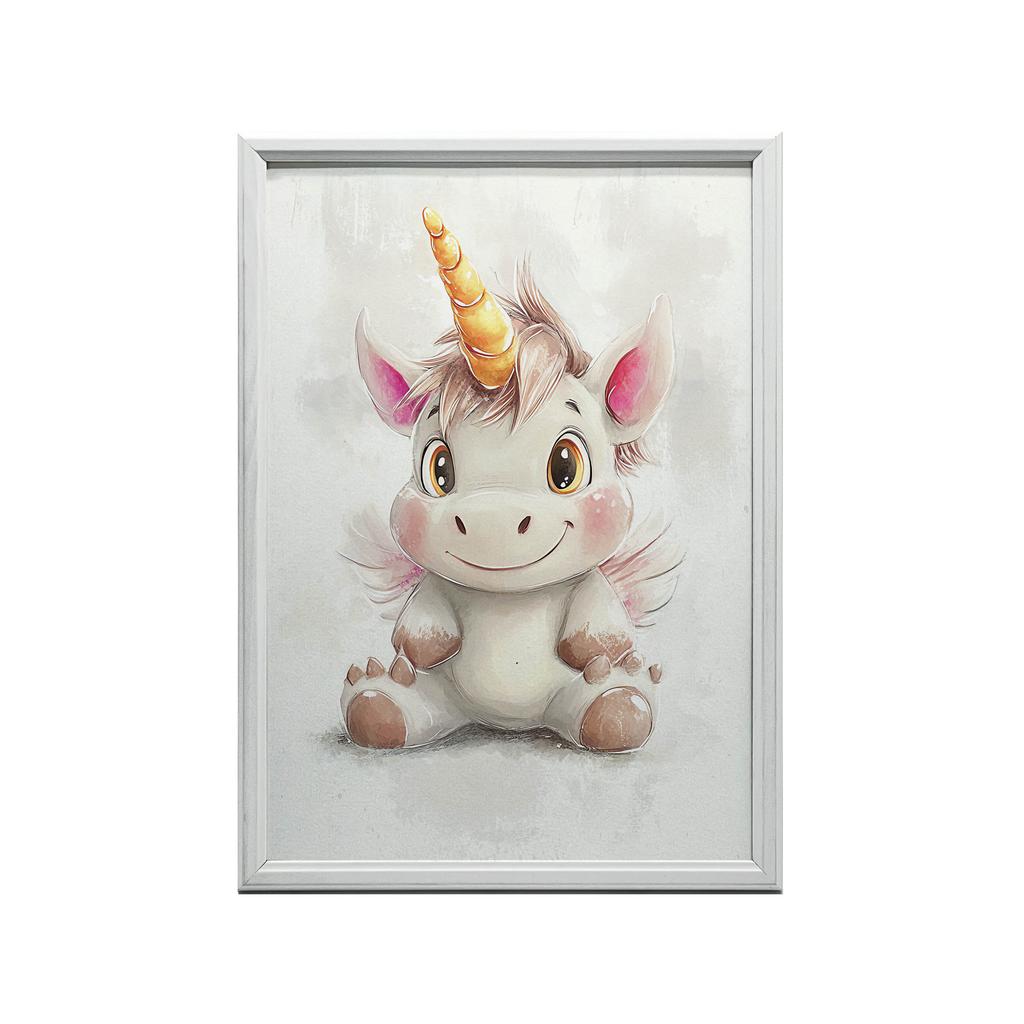 Plakat Uroczy Jednorożec W Pastelowych Kolorach Plakat Uroczy Jednorożec W Pastelowych Kolorach, 50X70 Cm, Bez Ramy, Płótno Premium Na Blejtramie