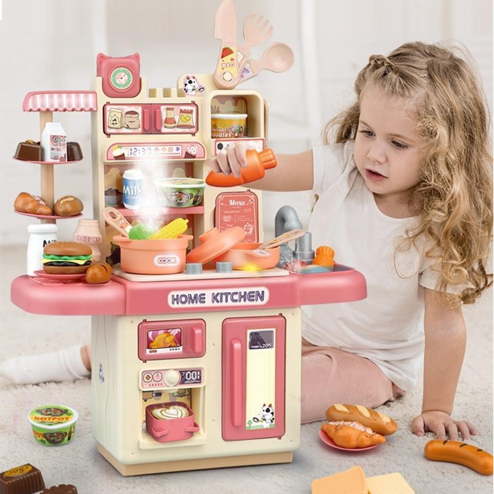 Mini Children Kitchen Toys Set Cook Food Pretend Play Role Toys Kitchen Counter Play Set Kids Gift