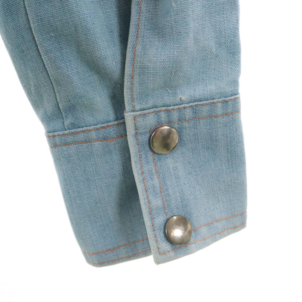 70s 80s Vintage Chambray Shirt Jacket Ice Blue Men's Used