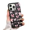 Soft TPU Leather Texture Slim Phone Case For iPhone 16 Pro Max 15 Pro 14 13 12 11 Pink Bowknot Pattern Shockproof Matte Bumper Cover