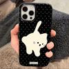 Белый кот в горошек подходит для чехла на телефон Apple iphone17promax 16 новый 14pro милый 12 мультяшный