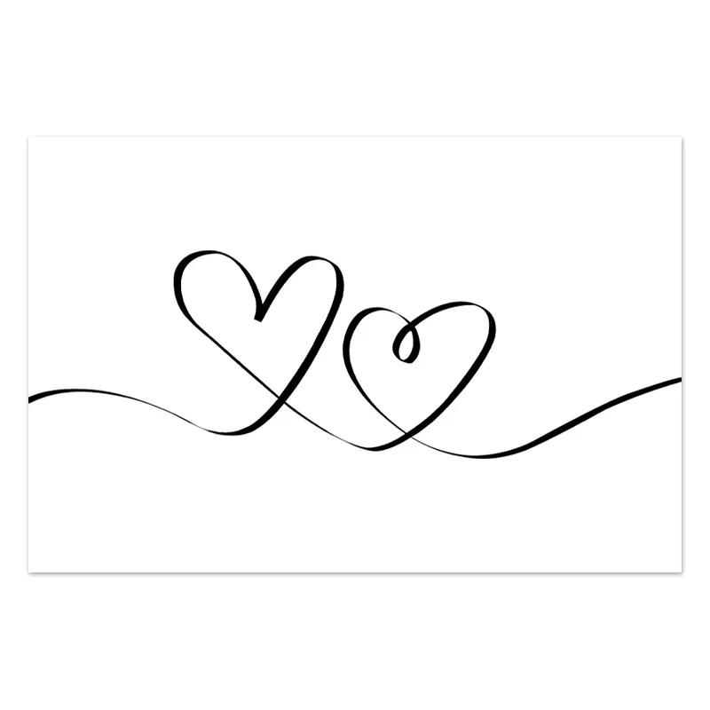 Черно-белая романтическая картина на холсте «Рука в руке» Постер Цитаты о любви Настенный принт Модное изображение Пары Влюбленные Декор комнаты