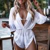 3 Pieces Bikini Mesh Women Swimsuit Female Swimwear High Waist Cover-Ups Bikinis Set Beachwear Bathing Suit Swimming Suits