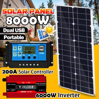 Система солнечных панелей 8000 Вт Контроллер заряда батареи солнечной панели Комплект солнечного инвертора 6000 Вт Полная выработка электроэнергии