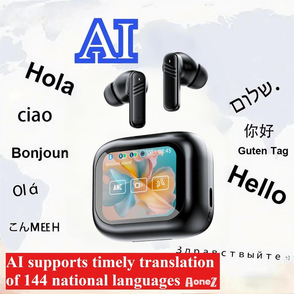 2026 New ANC Wireless Earbuds Bluetooth 54 AI Translator Device 60 Languages Real Time Conversation Touch Screen 35H Battery